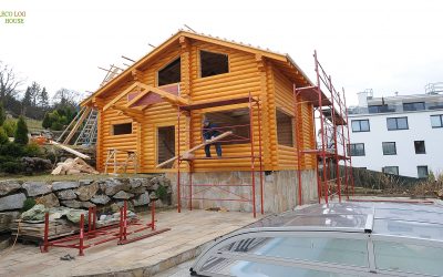 Construction of wooden houses in Vienna Austria